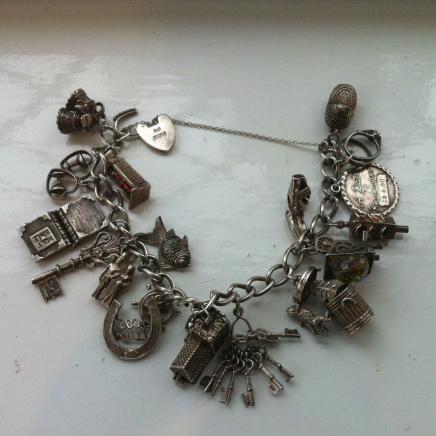 Antique Solid Silver Keepsake Charm Bracelet 
