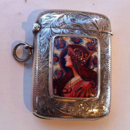 Antique Sterling Silver Vesta Case William Hair Haseler 