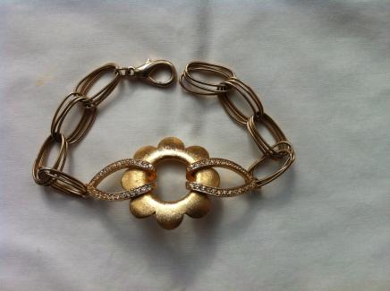 Art Nouveau Flower Link Chain Bracelet 
