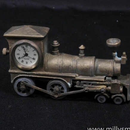 Brass Novelty Steam Train Omega Clock