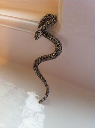 Elegant Silver & Marcasite Serpent Twist Pendant 