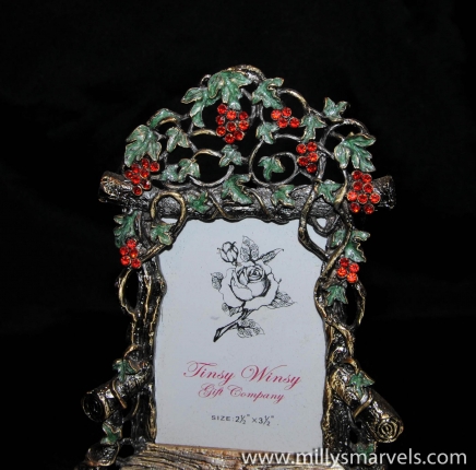 Enamel Vine Leaf Photograph Frame in Shape of Chair