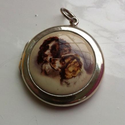 Fine Silver & Enamel Spaniel Dog Keepsake Locket 