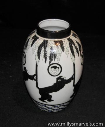 French Keralouve Porcelain Monkey Vase 