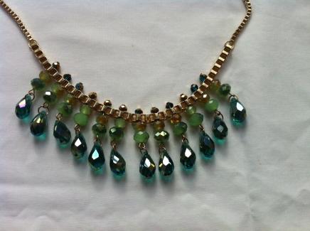 Green & Turquoise Crystal Droplet Necklace 