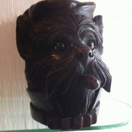 Hand Carved Black Forest Wood Tobacco Jar 