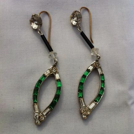 Hand Made Green & White Droplet Earrings 