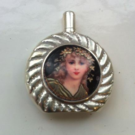Miniature Silver & Enamel Scent Bottle & Dibber