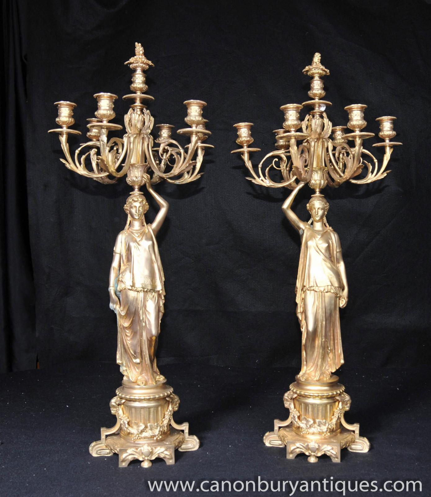 Pair Antique French Ormolu Candelabras