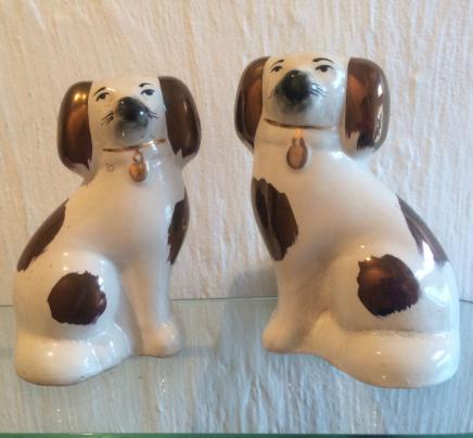 Pair Porcelain Spaniel Dogs