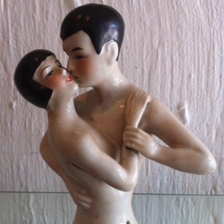 Porcelain Art Deco Embracing Couple 