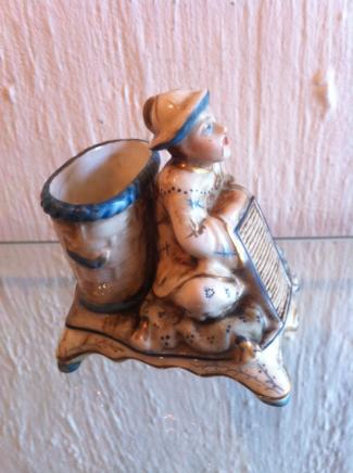 Porcelain Japanese Man Showcase Match Holder & Striker 