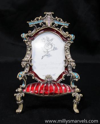 Red Enamel & Diamonte Chair Photograph Frame