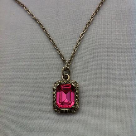 Rose Quartz & Marcasite Necklace