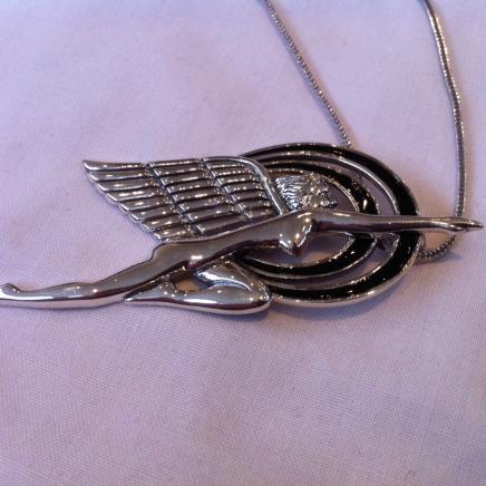 Solid Silver Art Deco Flying Lady Pendant