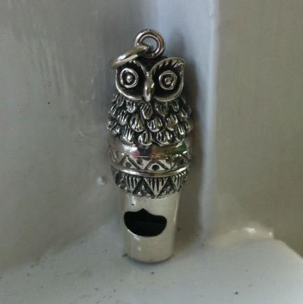 Solid Silver Tawny Barn Owl Whistle