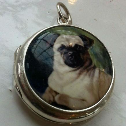 Sterling Silver & Enamel Pug Dog Keepsake Locket