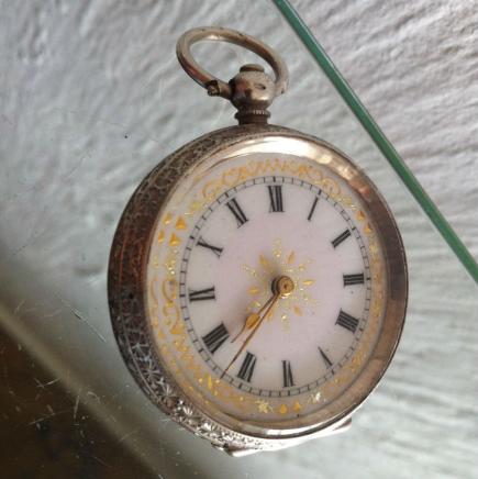 Sterling Silver with Enamel Lady Pocket Watch