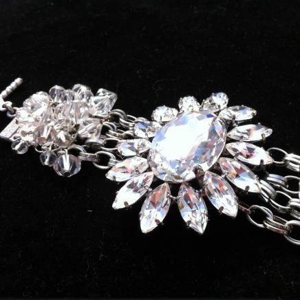 Vintage Clear Rhinestone Cuff 