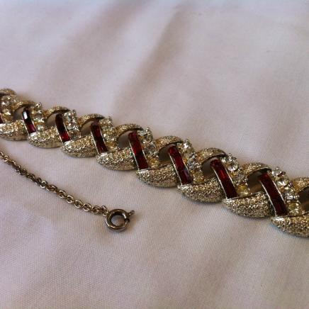 Vintage Designer Red & Gold JewelCraft Bracelet 