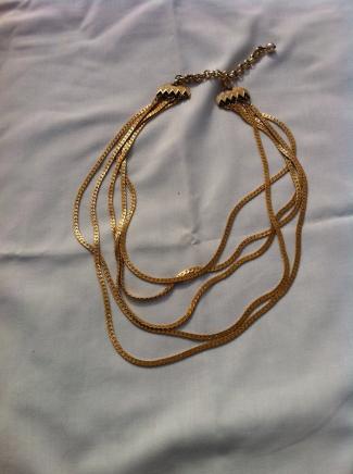 Vintage Gold Multi Chain Evening Necklace 