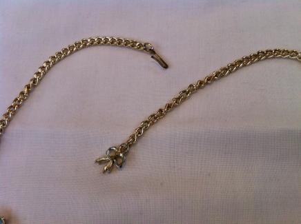 Vintage Green & Gold Crystal Necklace 