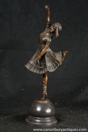 Art Deco Bronze Dancer Figurine Signed Chiparus