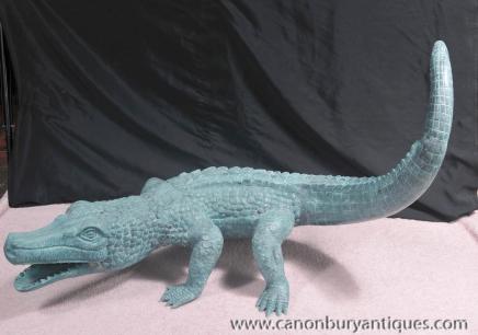 Bronze Crocodile Statue Alligator Casting Reptiles Animals 