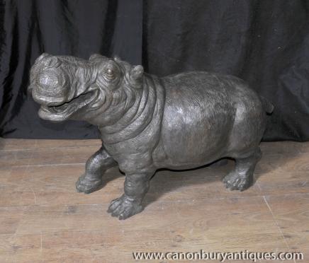 Bronze Hippo Hippopotamus Fountain Sculpture Statue Architectural Garden 
