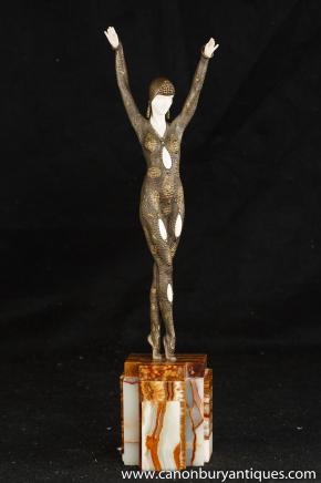 Chiaprus Art Deco Bronze Dourga Figurine Ivory 