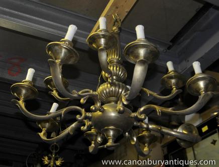 French Empire Brass Chandelier Light Lamps