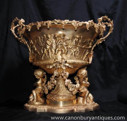 French Louis XV Ormolu Centrepiece Tureen Dish Bowl Cherub Planter 