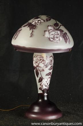French Tiffany Glass Table Lamp Light Galle 