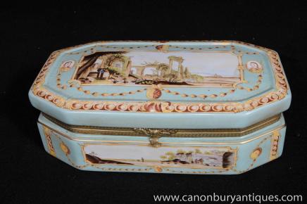 German Meissen Porcelain Jewellery Box Trinket Casket Case