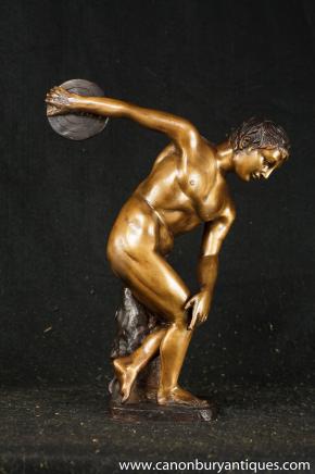 Italian Bronze Statue Discus Thrower Classic Olympian Athlete Casting