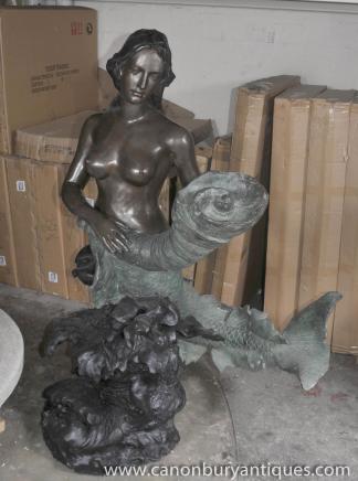 Large French Bronze Mermaid Fountain Garden Water Feature Art 