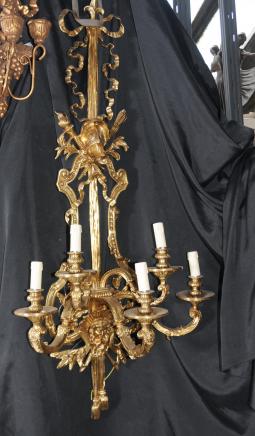 Pair Architectural French Empire Sconces Ormolu Bronze 