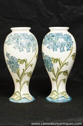 Pair Art Nouveau German Porcelain Vases Meissen 