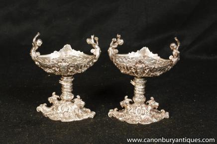 Pair Victorian Silver Plate Cherub Comport Tureen Dishes Sheffield