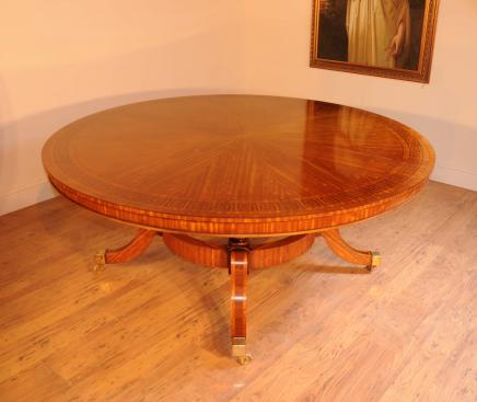 Satinwood Regency Round Dining Table Centre Tables Inlay Furniture 