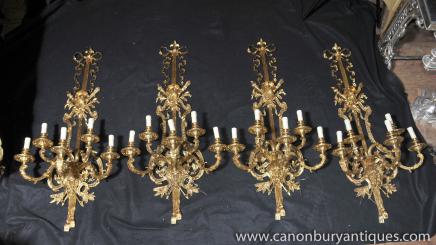 Set 4 Large French Empire Ormolu Sconces Wall Lights Appliques