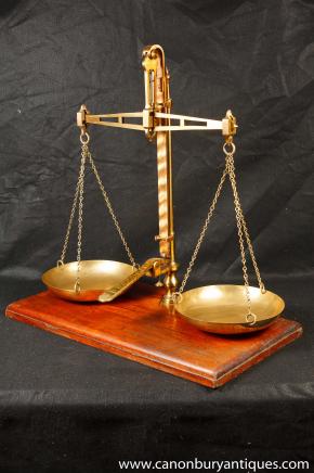 Set Antique Brass Medical Scales by Degrave & Co Circa 1900 
