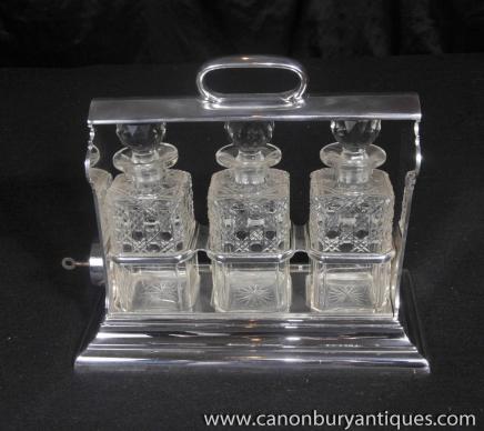 Silver Plate Tantalus Set Walker Hall Drinks Perfume Bottle 1920 