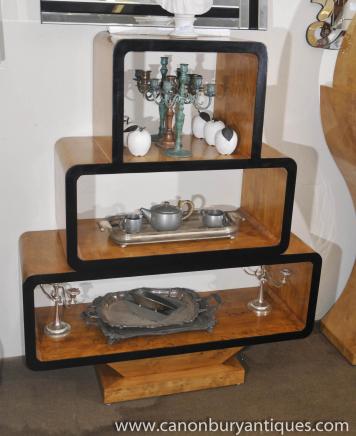 Art Deco Bookcase Shelf Unit Blonde Walnut 1920s Interiors 