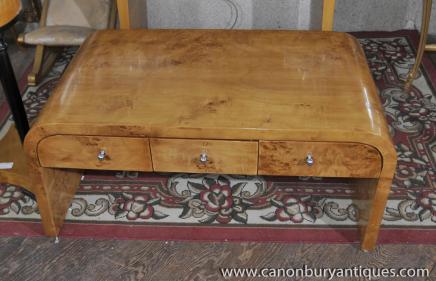 Art Deco Coffee Table Blonde Walnut 1920s Furniture 