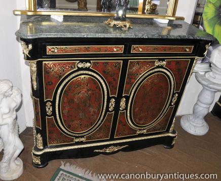 French Boulle Credenza Cabinet Inlay Furniture 