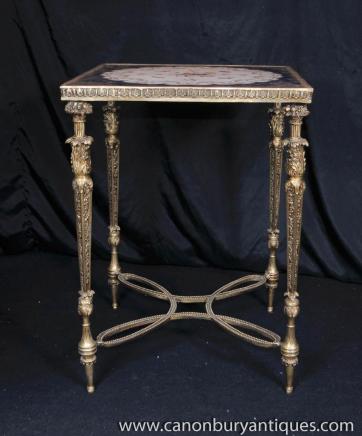 French Sevres Porcelain Side Table Ormolu Occasional Table 