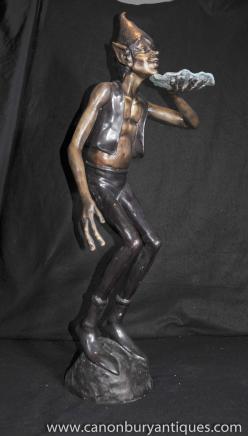 Large Bronze Celtic Pixie Statue Fairey Garden Casting 