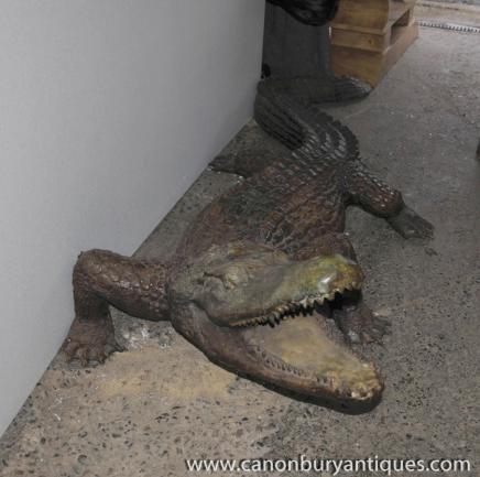 Lifesize Bronze Crocodile Alligator Fountain Statue