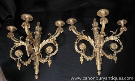 Pair Louis XV Sonces Wall Lights French Ormolu Candelabras Lamp 